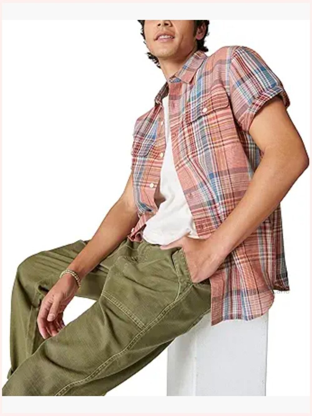 Linen Button Down Shirt with Flap Chest Pockets